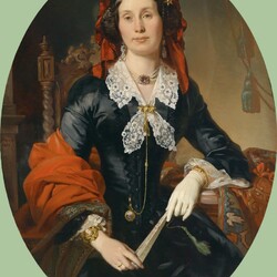 Jigsaw puzzle: Portrait of Anna Reiter, née Lorenz, with a red shawl