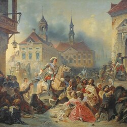 Jigsaw puzzle: Peter I pacifies his fierce soldiers during the capture of Narva in 1704