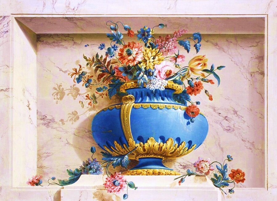 Jigsaw puzzle «Still life with flowers in a niche» solve jigsaw