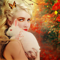 Jigsaw puzzle: Girl and rabbit