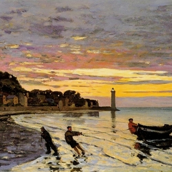 Jigsaw puzzle: Evening on the shore, Honfleur