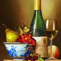 Jigsaw puzzle: Still life with wine and fruit