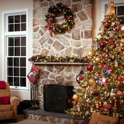 Jigsaw puzzle: Fireplace and tree