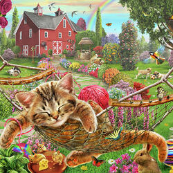 Jigsaw puzzle: Kitten in a hammock