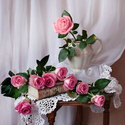 Jigsaw puzzle: Roses and books
