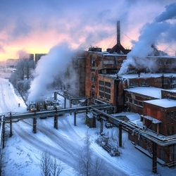 Jigsaw puzzle: Factory in winter