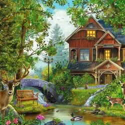 Jigsaw puzzle: Forest cottage