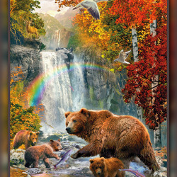 Jigsaw puzzle: Bears at the waterfall