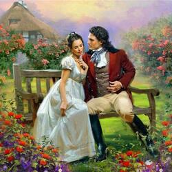 Jigsaw puzzle: Couple in the garden