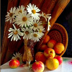 Jigsaw puzzle: Still life with chamomiles and apples