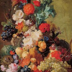 Jigsaw puzzle: Still life with flowers and fruits