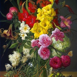 Jigsaw puzzle: Bouquet with yellow gladiolus