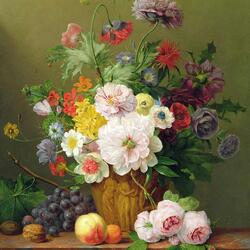 Jigsaw puzzle: Floral-fruit still life