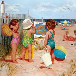 Jigsaw puzzle: Little beach girls