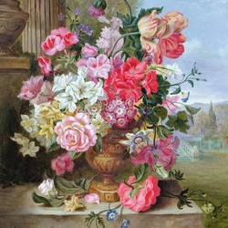 Jigsaw puzzle: Bouquet of flowers on a ledge