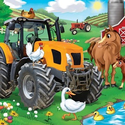 Jigsaw puzzle: Yellow tractor