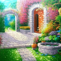 Jigsaw puzzle: Blooming courtyard