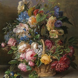 Jigsaw puzzle: A bouquet of flowers in a basket