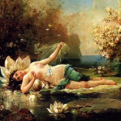 Jigsaw puzzle: Girl and lotuses