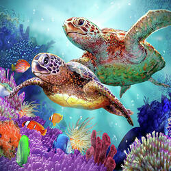 Jigsaw puzzle: Two turtles