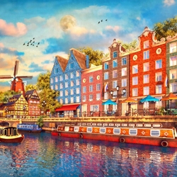 Jigsaw puzzle: Amsterdam sunset