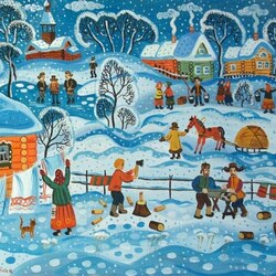 Jigsaw puzzle: Winter day in the village
