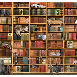 Jigsaw puzzle: Cats in the library