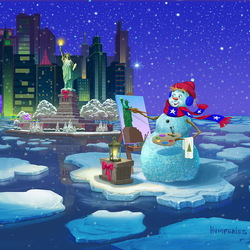 Jigsaw puzzle: New York Snowman
