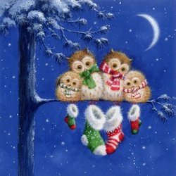 Jigsaw puzzle: Owls are waiting for gifts