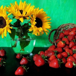 Jigsaw puzzle: Sunflowers and strawberries