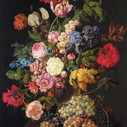 Jigsaw puzzle: Still life with flowers and grapes