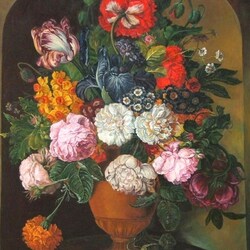 Jigsaw puzzle: Bouquet of flowers in a niche