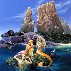 Jigsaw puzzle: Long haired mermaids
