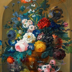 Jigsaw puzzle: Still life of flowers and grapes