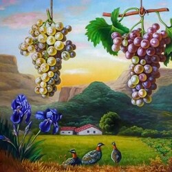 Jigsaw puzzle: Landscape with grapes