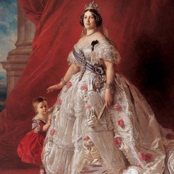 Jigsaw puzzle: Portrait of Queen Isabella II of Spain with her daughter Isabella