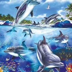 Jigsaw puzzle: Playing dolphins