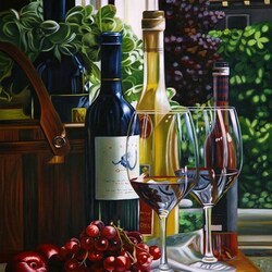 Jigsaw puzzle: Still life with wine and cherries