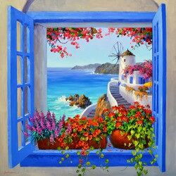 Jigsaw puzzle: Window in Santorini