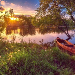 Jigsaw puzzle: Sunset on the river