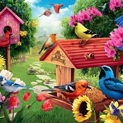 Jigsaw puzzle: Feeder and house