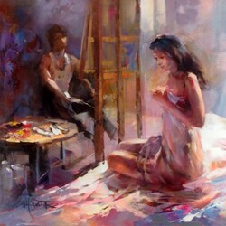 Jigsaw puzzle: Artist with model