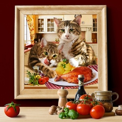 Jigsaw puzzle: Hungry cats