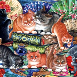 Jigsaw puzzle: Cats and fans
