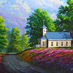 Jigsaw puzzle: Church by the road