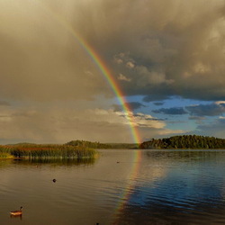 Jigsaw puzzle: Rainbow over the lake