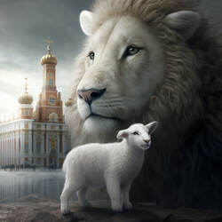 Jigsaw puzzle: The lion protects the lamb