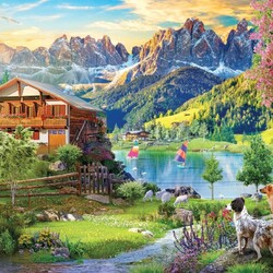 Jigsaw puzzle: house in the mountains