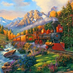 Jigsaw puzzle: autumn train