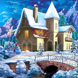 Jigsaw puzzle: house in the mountains